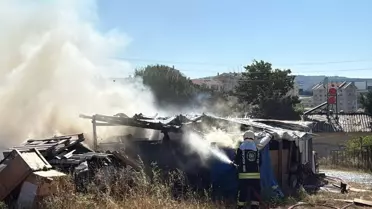 Gebze'de Otluk Alanda Çıkan Yangın Depoya Sıçradı
