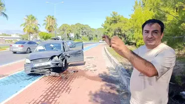 Antalya'da Takla Atan Araçtan Sürücü Sağ Çıktı