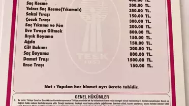 Bafra'da Kuaför Fiyatları Güncellendi