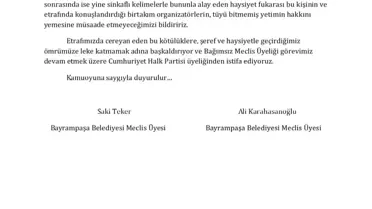 Bayrampaşa'da İki Belediye Meclis Üyesi CHP'den İstifa Etti