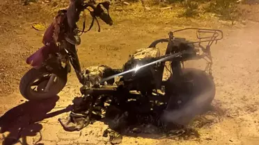 Kulu'da Plakasız Motosiklet Yandı