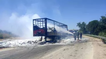 Bursa'da Çekici ve Dorsesi Alevlere Teslim Oldu
