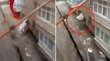Ankara'da selin şiddetini en iyi anlatan görüntü! Sular, evin duvarını patlattı
