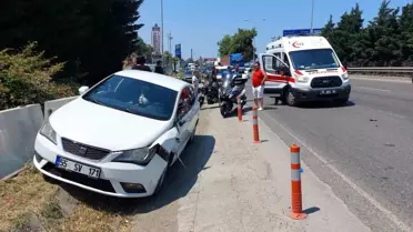 Samsun'da Motosiklet ve Otomobil Çarpıştı