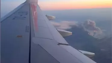 Sakarya'daki Orman Yangını Uçaktan Görüntülendi
