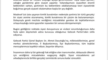 Gelecek Partisi'nden İstifalar