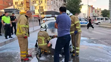 Kırıkkale'de Seyir Halindeki Otomobilin Motoru Alev Aldı
