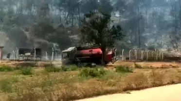 Bilecik'te Orman Yangını İtfaiye Araçlarını Tehdit Etti