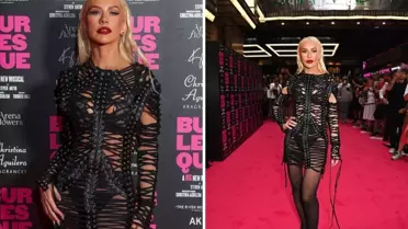 Pop yıldızı Christina Aguilera iç çamaşırını gösteren elbisesiyle galaya damga vurdu