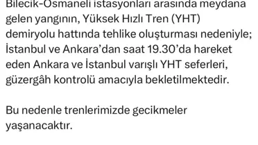 Osmaneli'ndeki Yangın Tren Seferlerini Etkiledi