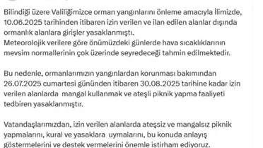 Ankara'da Orman Yangınlarına Karşı Piknik Yasağı