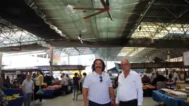 Sultanhisar Kapalı Pazaryerine Serinletici Pervaneler Takıldı