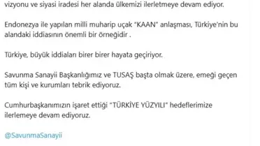 AK Parti Sözcüsü Çelik: 'KAAN anlaşması Türkiye'nin iddiasının önemli bir örneği'