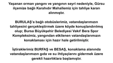 Bursa'da Orman Yangını: Karahıdır Mahallesi Tahliye Ediliyor
