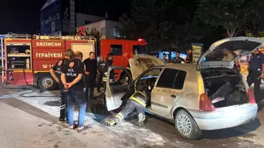 Erzincan'da Park Halindeki Araçta Yangın Çıktı