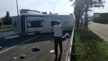 Erzurum'da Servis Aracı Devrildi, 6 Yaralı
