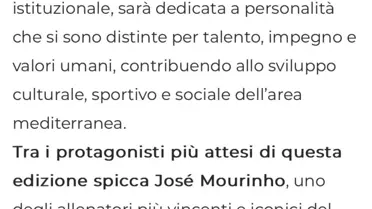 Mourinho, Akdeniz Mükemmellik Ödülü'nde
