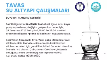 Tavas'ta Su Kesintisi Uyarısı
