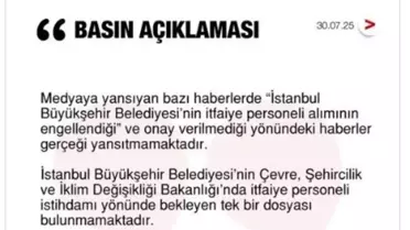 İBB İtfaiye Personeli Alımında Engel Yok