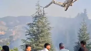 Beton Pompası Yangın Söndürmeye Destek Verdi