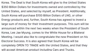 Trump'tan Güney Kore ile Ticaret Anlaşması