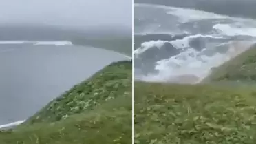 8.8'lik depremin ardından oluşan tsunami böyle görüntülendi