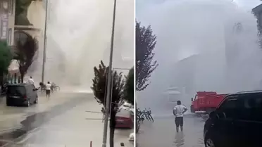 Düzce'de su borusu patladı: 5 metre su fışkırdı