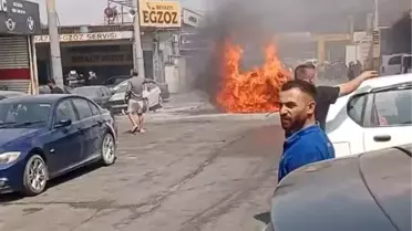  Kendi kendine yanmaya başlayan elektrikli otomobil dakikalar içinde küle döndü