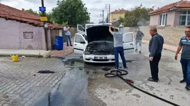 Çorum'da Seyir Halindeki Araçta Yangın