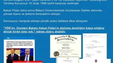 Dışişleri Bakanı Fidan'ın diploması ile ilgili iddialara belgelerle yalanlama geldi