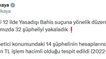 Yasa Dışı Bahis Operasyonu: 32 Şüpheli Yakalandı