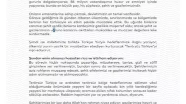 Cumhurbaşkanı Erdoğan'dan Şehit ve Gazi Ailelerine Mektup