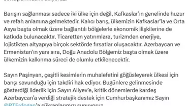 Cevdet Yılmaz'dan Azerbaycan ve Ermenistan'a Barış Mesajı