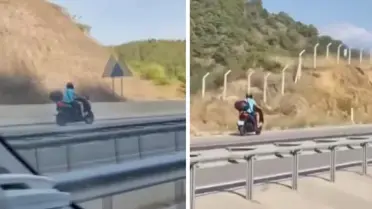 Ters şeritte kilometrelerce giden motosikleti kameralar böyle kaydetti