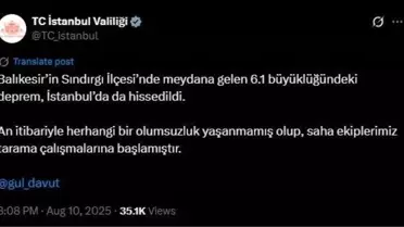 Balıkesir'de 6.1 Büyüklüğünde Deprem
