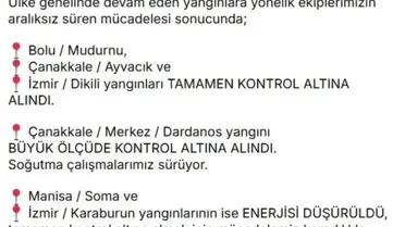 Orman Yangınları Kontrol Altına Alındı