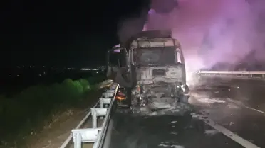 Orhangazi'de Kargo Kamyonu Yandı