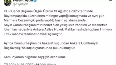 Cumhurbaşkanı Erdoğan, CHP Lideri Özgür Özel'e 1 Milyon TL'lik Tazminat Davası Açtı