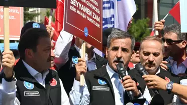 İş bırakan memurlar Hazine ve Maliye Bakanlığı'nın önünde resti çekti: Alnını karışlarım