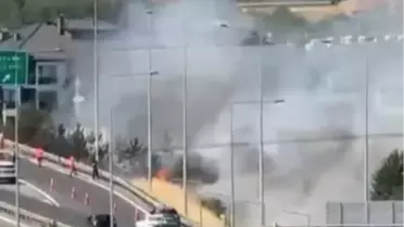 Anadolu Otoyolu'nda Ot Yangını Kontrol Altına Alındı
