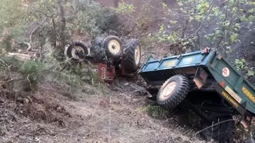 Traktör Kazasında Dede Hayatını Kaybetti, Torun Ağır Yaralı