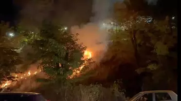 Meşale kutlaması otluk alanda yangın çıkardı