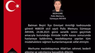 Polis Memuru Sümeyye Akhan Kazada Hayatını Kaybetti