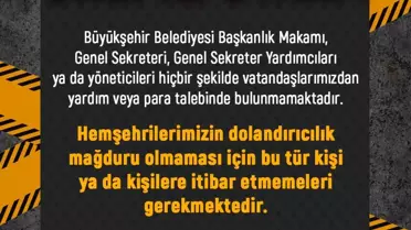 Kayseri Büyükşehir Belediyesi'nden Dolandırıcılık Uyarısı