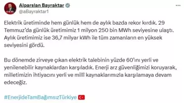 Temmuz'da Elektrik Üretiminde Rekor