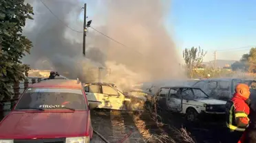 Aydın'da Otoparkta Yangın
