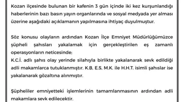 Kozan'da Kafe Kurşunlandı, 5 Şüpheli Gözaltında