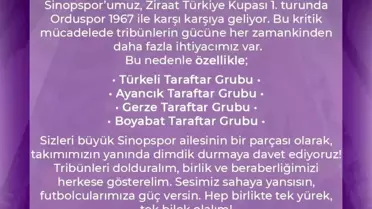 Kuzeyliler'den Sinopspor'a Destek Çağrısı