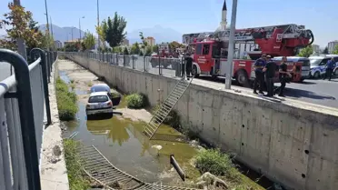 Kayseri'de Otomobil Sulama Kanalına Düştü