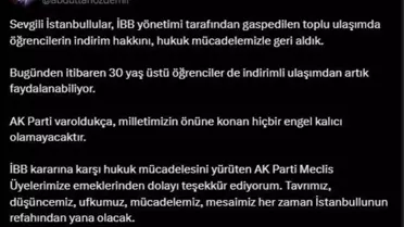 30 Yaş Üstü Öğrencilere İndirimli Ulaşım Hakkı Geri Alındı